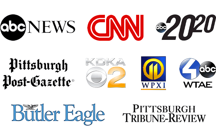 As seen on ABC, CNN, 2020, Pittsburgh Post-Gazette, KDKA2, WPXI, WTAE, Butler Eagle, Pittsburgh Tribune-Review